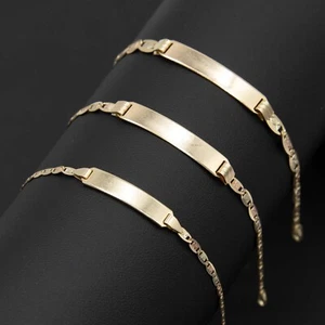 Baby Tri-Color Textured Valentino Mariner ID Bracelet Real 10K tri-color Gold - Picture 1 of 10