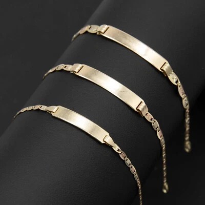 Baby Tri-Color Textured Valentino Mariner ID Bracelet Real 10K tri-color Gold - Image 1 of 4
