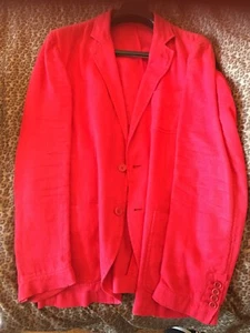 GERANI Men's RED HOT 100% Linen sports Coat MADE IN ITALY Size L/XL SUPER HOT! - Picture 1 of 6