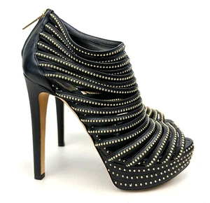 CHRISTIAN DIOR Caged Stiefeletten schwarz gold Nieten Riemchen Plateau 36,5 6,5 - Bild 1 von 12