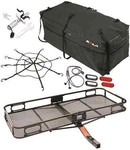 PRO SERIES CARGO CARRIER BASKET + ROLA BAG + NET + SILENT HITCH PIN & LED LIGHT - Picture 1 of 9