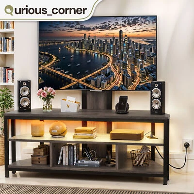 TV Stand Console with LED Power Outlets TV Mount Open Shelves for 40 to 70" TVs - Image 1 of 4