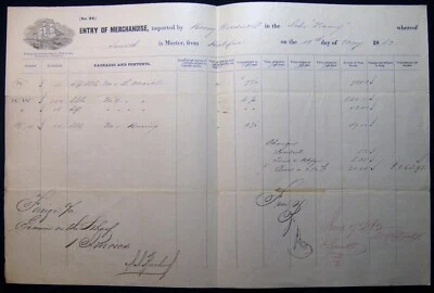 1862 HALIFAX SHIP FISHING TRADE SCHOONER NANCY CARGO MANIFEST PHILADELPHIA - Image 1 of 2
