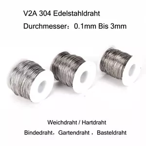 Edelstahldraht Ø 0.1mm-3mm Bindedraht Weich/Hart Gartendraht V2A 304 Basteldraht - Bild 1 von 10
