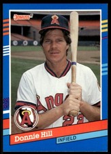 1991 Donruss Baseball Card Donnie Hill California Angels #376