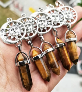 10 pezzi gemme occhio di tigre pietra luna sole ciondoli chakra reiki amuleto guarigione - Foto 1 di 3