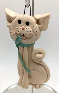 Handarbeit Polymer Clay Katze Ornament Künstler signiert 1990 - Bild 1 von 5