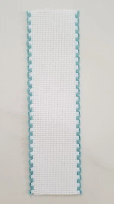 RIBBAND Bucilla? Cross Stitch Bookmarks Blue edged Aida Cloth Needlework Crafts - Image 1 of 2