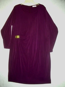 Calvin Klein Kleid Plus Damen 22 Lila Langarm Faux Wickelschnalle Etikett fehlt - Bild 1 von 10