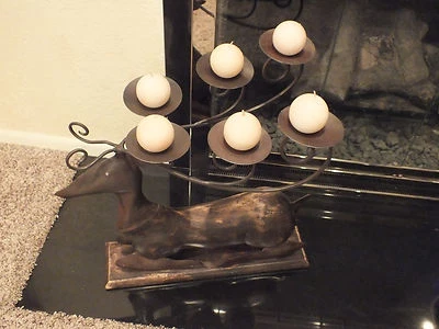 20" Grande Rústico HIERRO FORJADO, MADERA Y METAL Ciervo, Ciervo Candelabro DECORACIÓN NAVIDAD Foto 1 de 4