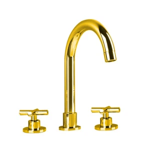 Grifo mezclador de lavabo de baño dorado grifo de baño doble manija grifos mezcladores - Imagen 1 de 2