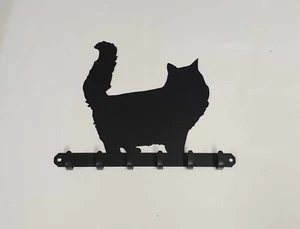 Llavero de metal silueta de un gato persa con 6 ganchos hecho de acero de 2 mm - Imagen 1 de 21