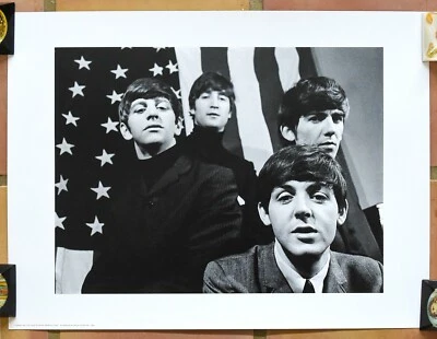 THE BEATLES  AMERICAN FLAG  POSTER  18"X24" BLK & WHITE - HIGH QUALITY  - MINT - Image 1 of 3
