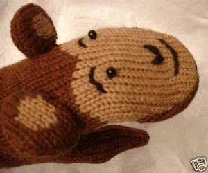 MONKEY MITTENS knit ADULT Small LINED animal ski cap costume MATCH Hat Separate - Picture 1 of 4