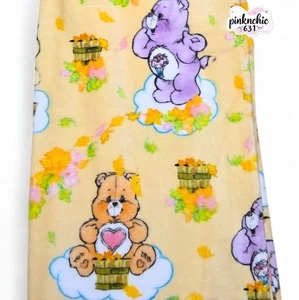 New Care Bears Fall Autumn Blanket 60x90 Twin Leaves Yellow Vintage Style Cute - Picture 1 of 8