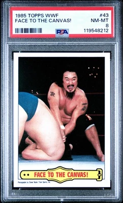 1985 Topps WWF Wrestling Stars #43 Face To The Canvas! Mr. Fuji PSA 8 NM-MT - Image 1 of 2