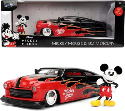 Disney Vintage Mickey Mouse & 1951 Mercury Hollywood Rides Die-Cast Car Toy 1:24 - Image 1 of 4