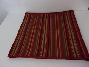 6 Burgundy Multi Color Striped 16" by 17"  Cloth Dinner Napkins - Picture 1 of 4