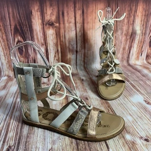 Sandali gladiatore Sorel ELLA taglia 10 in pelle con lacci e zip punta aperta scarpe basse - Foto 1 di 9