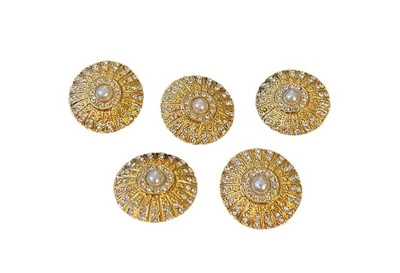 5 botones redondos vintage dorado de 1 pulgada pedrería decorativos Hollywood Regency Foto 1 de 4