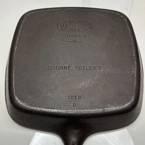 WAGNER Ware Cast Iron 9.5" Square Skillet Fry Pan #1218 D RESTORED - Picture 1 of 9