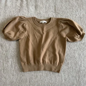 Suéter Pullover Para Mujer English Factory Tejido Tostado Manga Abullonada Talla Pequeña - Imagen 1 de 7