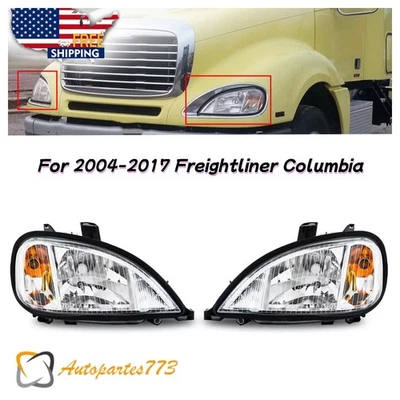 For 2004-2017 Freightliner Columbia Halogen Headlights Headlamps LH+RH W/ Bulbs - Image 1 of 4