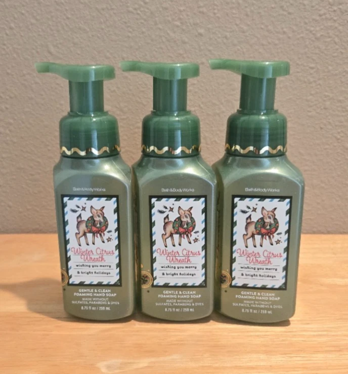 Bath & Body Works 2025 Navidad INVIERNO CORONA CÍTRICA Jabón de Manos Espumoso - 3 piezas Foto 1 de 1