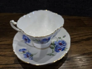 Hammersley English Bone China Square Cup & Saucer Pretty Blue Flowers - Picture 1 of 6