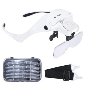 Head Magnifying Visor with 4 LED Lights and 5 Detachable Lenses 1X, 1.5X, 2X,... - Bild 1 von 9