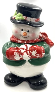 Vintage Ceramic Christmas Snowman Cookie Jar 11.75" T Fannie May - Picture 1 of 12