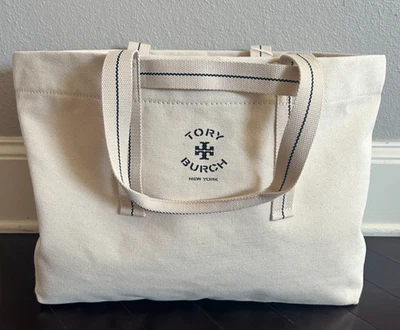 NUEVO: Bolso de Mano TORY BURCH "GRANDE" LONA, Estilo 164712 - NATURAL Nunca Usado Foto 1 de 4
