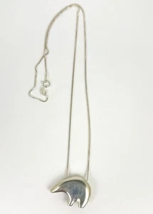 925 Fine Sterling Silver Bear Fetish Pendant and 20 Inch Necklace - Picture 1 of 5