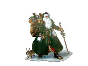 Applikation SANTA mit grünem Mantel, 9,25x11" Dekor Basteln Tulpenfarben (Nähapplikation) - Bild 1 von 2