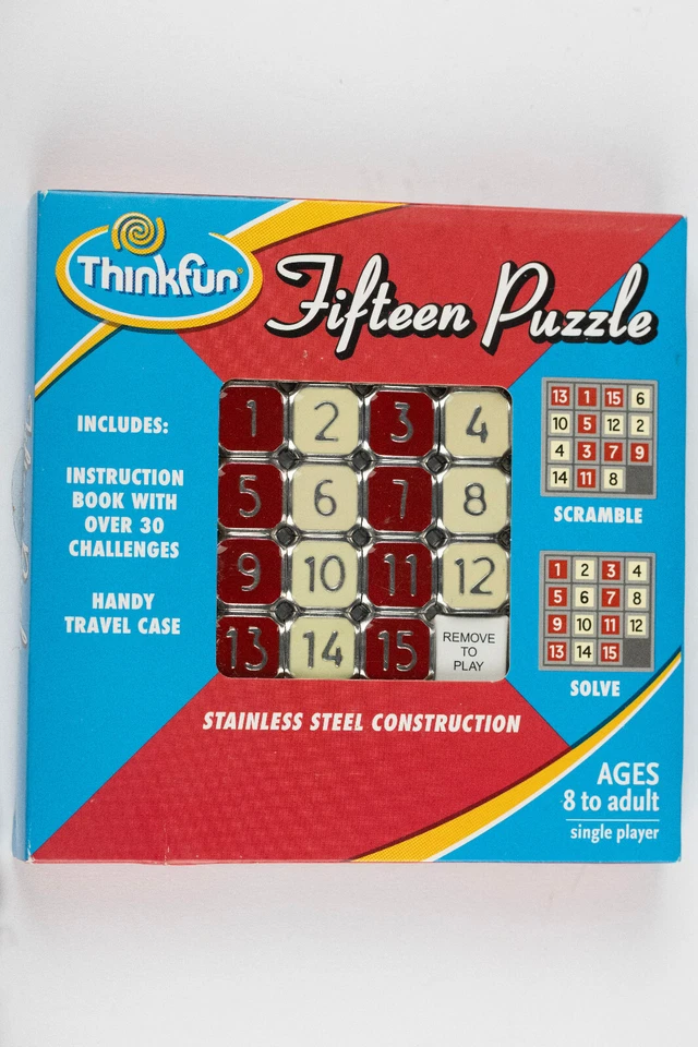 NEW Thinkfun Fifteen Puzzle Brain Game with Case & Instruction Booklet - Image 1 of 4