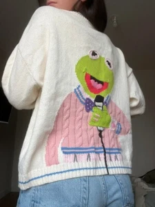 Zara Limited Edition Muppets Kermit the Frog Zara Knit Cardigan Sweater Sz SMALL - Picture 1 of 20