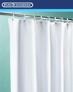 Premium White Waffle Shower Curtains - 7 Sizes - Extra Wide Long - Weighted Hem - Picture 1 of 22