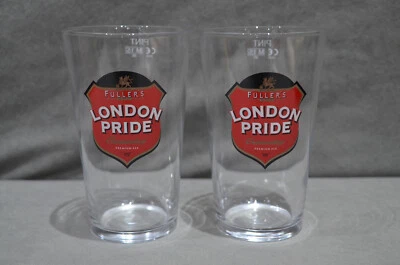 2x Fuller's London Pride Outstanding Premium Ale One Pint 20oz Beer Glass M15 - Image 1 of 4