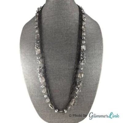 Lucky Star Gunmetal Multi Strand Faceted Bead Black Tone Necklace - Image 1 of 4