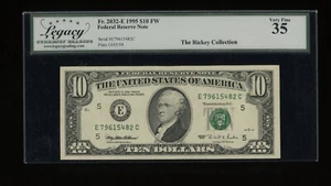DBR 1995 $10 FRN Richmond Fr. 2032-E Legacy 35 Serial E79615482C - Picture 1 of 2