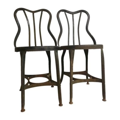 2 sillas de heladería vintage originales UHL Toledo para muebles de metal tienda de refrescos  Foto 1 de 4