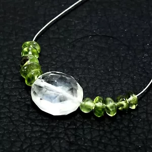 Natural Crystal Quartz Peridot Beads Briolette Loose Gemstone Making Jewelry - Picture 1 of 6