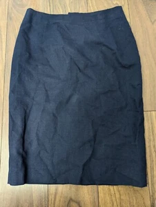Women's Jaeger Linen Skirt Size 8 Straight Lined Zip Navy Blue - Picture 1 of 8