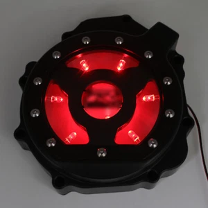 2005-2008 Suzuki GSXR1000 Black w/ Red LED Left Engine Stator Cover Guard - Picture 1 of 9