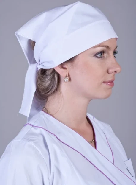 Surgical Cap Scrub Hat Nurse Head Wraps White Kerchief Head - Image 1 of 1