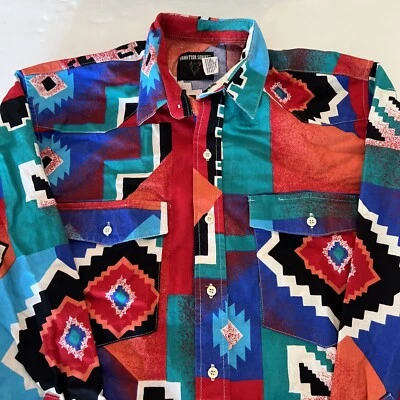 Camisa Frontier Series Western Para Hombre Grande Azteca Suroeste Geométrica De Colección Foto 1 de 4