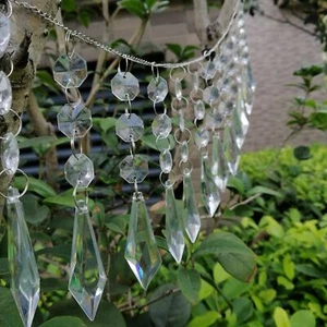 50/100pcs Acrylic Crystal Octagon Bead String Prism Garland Chandelier Hanging - Picture 1 of 7