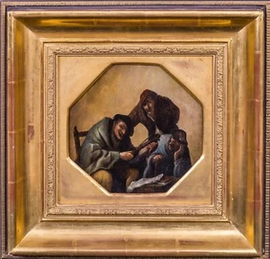 17. Jahrhundert Niederländische Altmeister Taverne Interieur Bauern spielen die Geige  - Bild 1 von 9