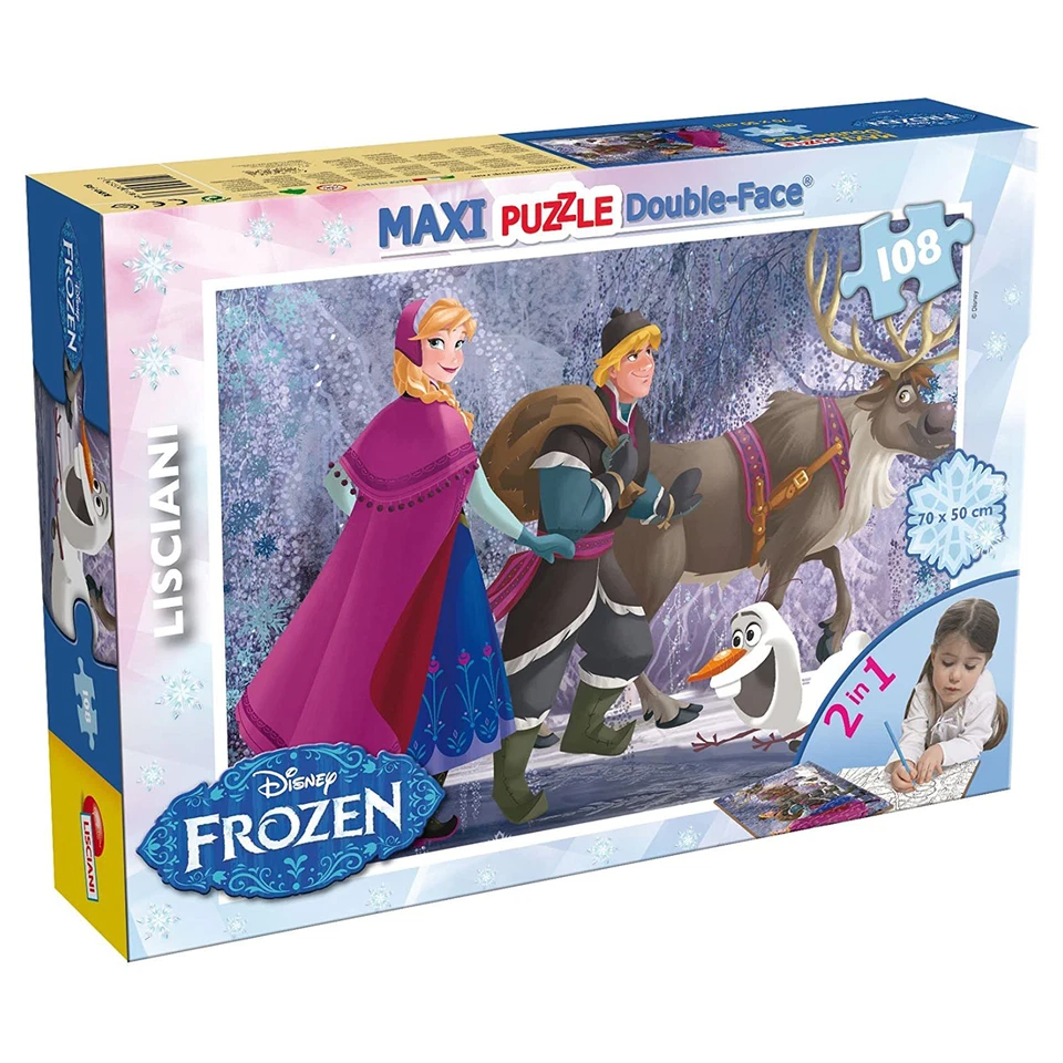 Puzzle maxi double-face Disney Frozen Elsa e Anna 108 pz retro colorabile 3368 - Immagine 1 di 3