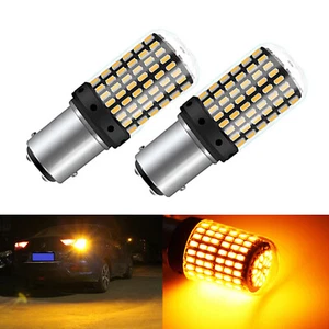 NEW 2x 1157 2057 Yellow CANBUS LED Bulb Super Bright SMD Turn Signal Tail Light - Picture 1 of 8